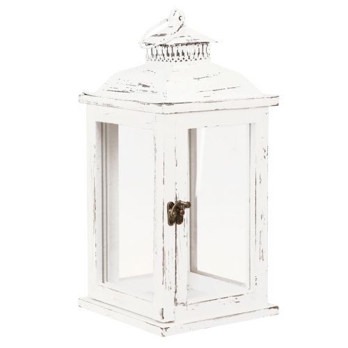 Floristik24 Decorative Lantern Shabby Chic Wood White 17.5x17.5cm H37cm