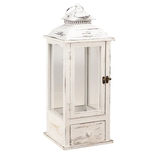 Floristik24 Decorative lantern vintage with drawer white 20×20cm H51cm