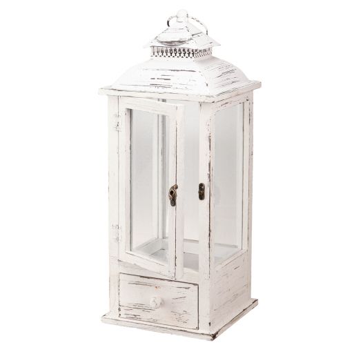 Floristik24 Decorative lantern vintage with drawer white 20×20cm H51cm