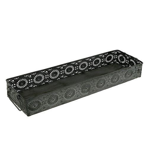 Metal box tray gray 40.5cm x 12.5cm x 5cm