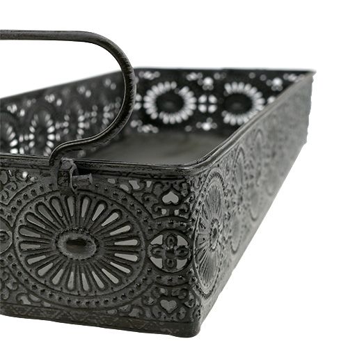 Floristik24 Metal box tray gray 40.5cm x 12.5cm x 5cm