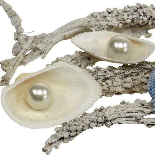 Product Deco mix shell with pearl and wood white, blue 200g