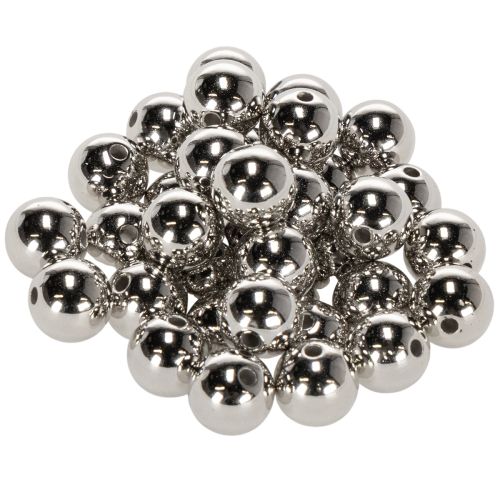 Silver Metallic Plastic Decorative Beads 14 mm, 35 Pieces buy online | Floristik24.co.uk