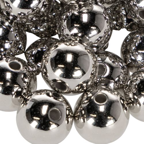 Silver Metallic Plastic Decorative Beads 14 mm, 35 Pieces | Floristik24.co.uk