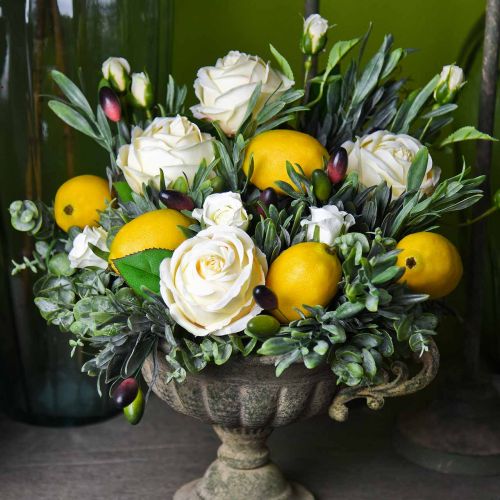 Product Decorative rose silk flowers in bunch cream 36cm 8 pcs