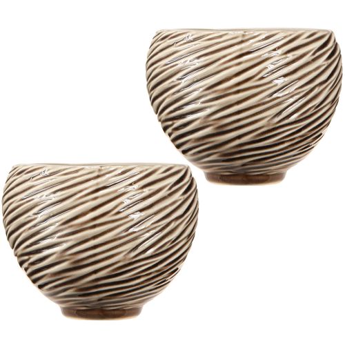 Product Decorative Bowl Flowerpot Ceramic Beige Brown Ø15cm 2pcs