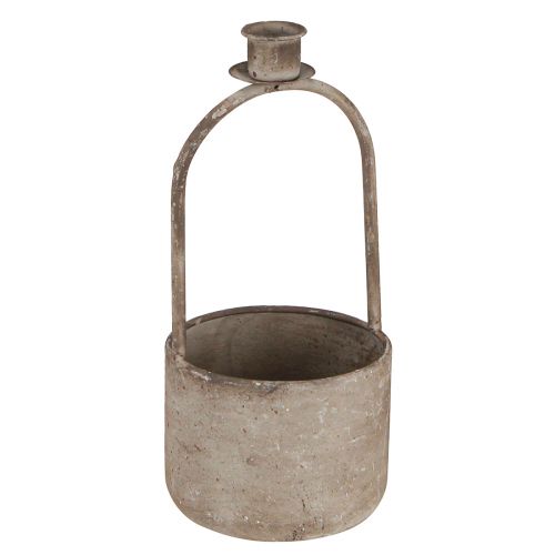 Product Decorative bowl with candle holder antique grey rust Ø11cm H23.5cm