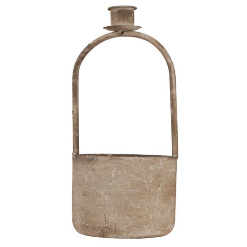 Product Decorative bowl with candle holder antique grey rust Ø11cm H23.5cm