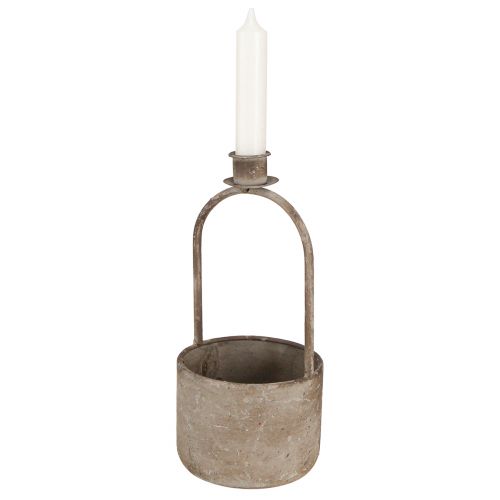 Product Decorative bowl with candle holder antique grey rust Ø11cm H23.5cm