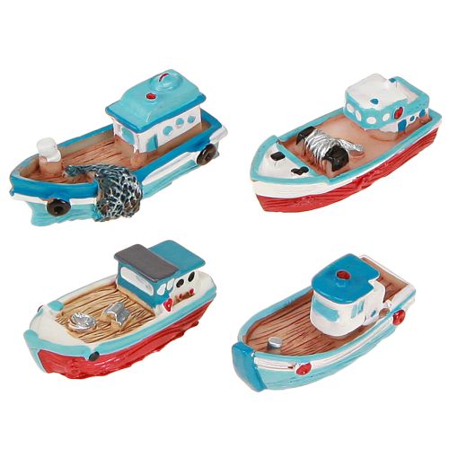 Decorative boat blue red maritime table decoration 5 cm 8 pieces