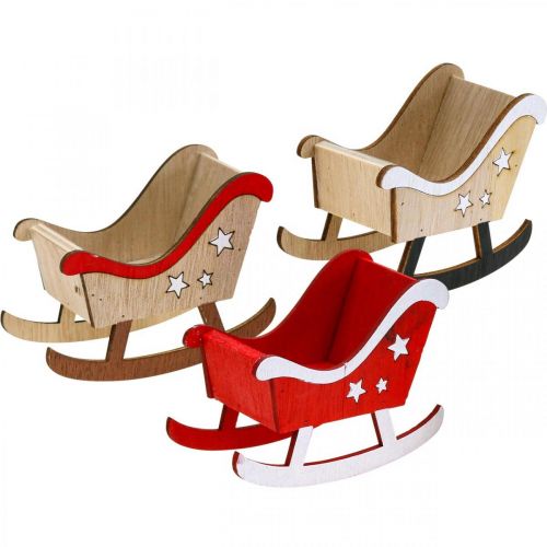 Floristik24 Decorative sleigh wooden Christmas sleigh red white 9pcs