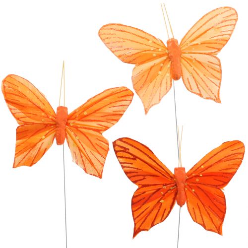 Floristik24 Decorative butterfly orange 12pcs