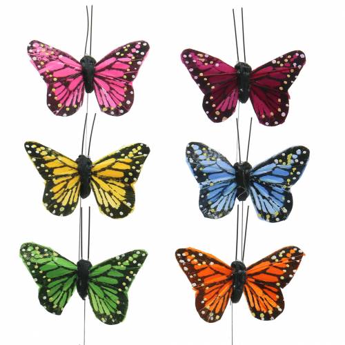 Floristik24 Decorative butterflies on wire multicolored 5.5cm 24pcs