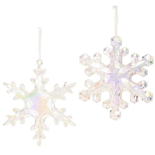 Floristik24 Decoration Snowflakes Winter Decoration Iridescent Ø14–15cm 2pcs