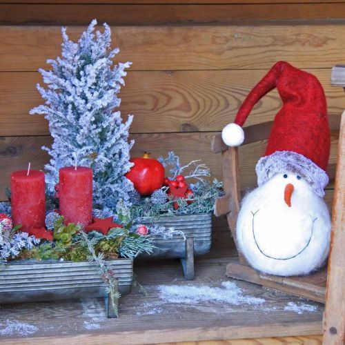 Product Deco snowman with hat Advent decoration Christmas figure H38cm