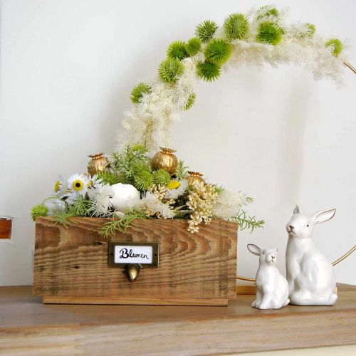 Product Decorative drawers, plant box, wooden decoration natural, antique look W36/28/20cm set of 3