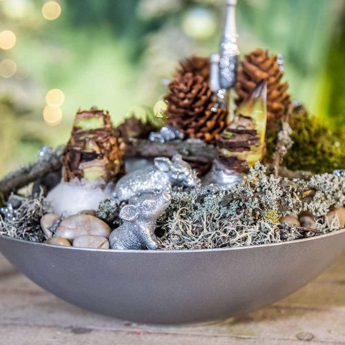 Floristik24 Deco pig New Year's Eve decoration silver glitter 3.5cm 2pcs