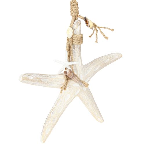 Product Decorative Starfish for Hanging Maritime Decoration Wood White 30cm