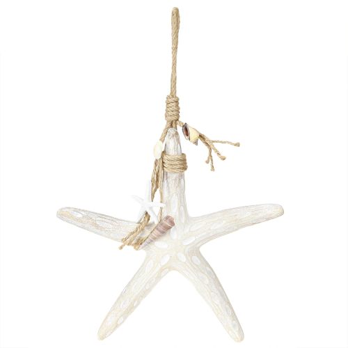 Product Decorative Starfish for Hanging Maritime Decoration Wood White 30cm
