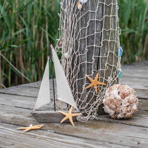 Floristik24 Decorative wooden sailboat, maritime decoration, decorative ship shabby chic, natural colors, white H29cm L18cm