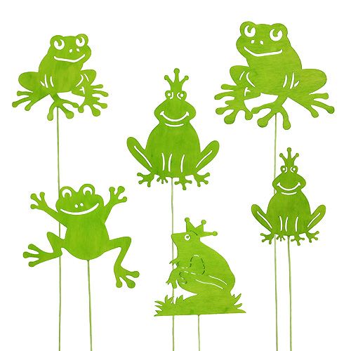 Floristik24 Decorative sticks frog green 7cm - 10cm 12pcs