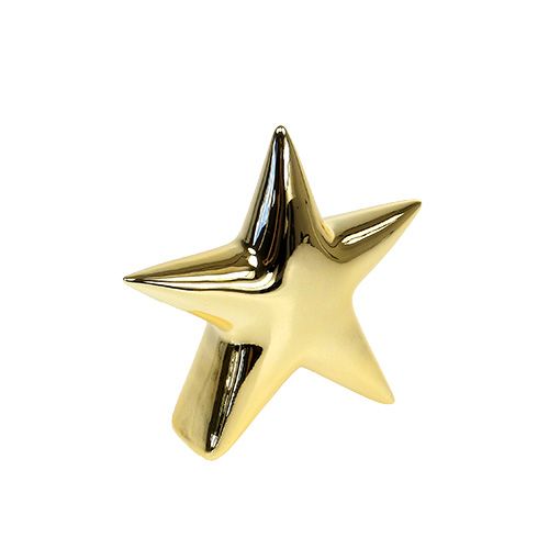 Floristik24 Deco star gold 12cm standing 3pcs