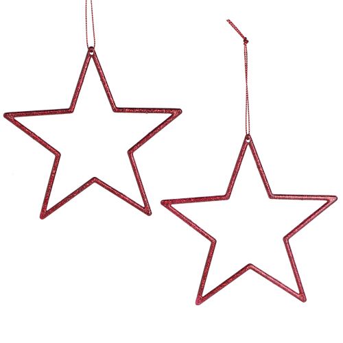 Product Decoration Star Red Christmas Tree Decoration Glitter Ø12cm 12 pcs
