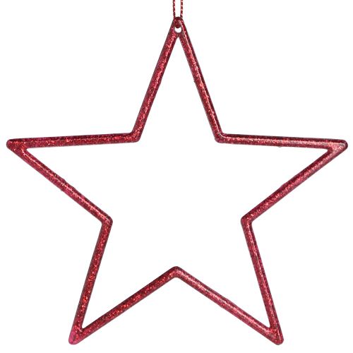 Product Decoration Star Red Christmas Tree Decoration Glitter Ø12cm 12 pcs
