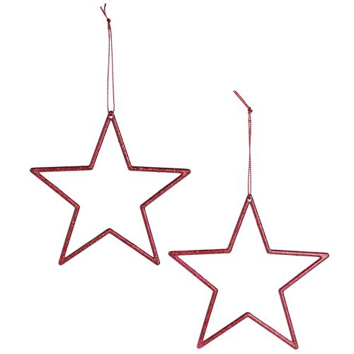 Product Decoration Star Red Christmas Tree Decoration Glitter Ø12cm 12 pcs