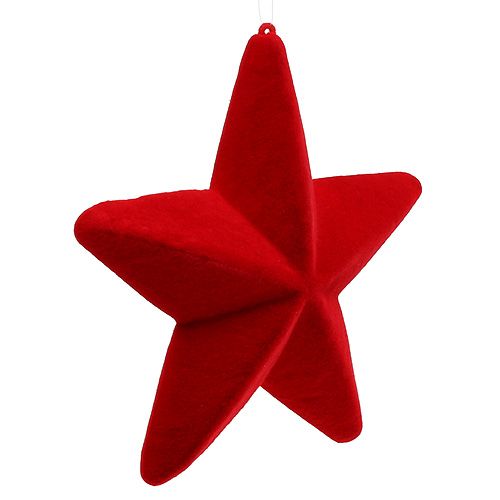 Floristik24 Deco star red flocked 20cm