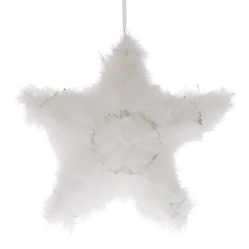 Floristik24 Deco star made of feathers white 30cm