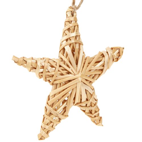 Decorative stars Christmas tree decorations rattan natural 11cm 6 pcs