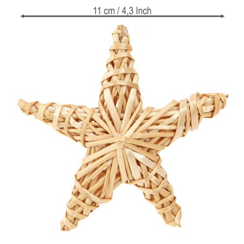 Product Decorative stars Christmas tree decorations rattan natural 11cm 6 pcs