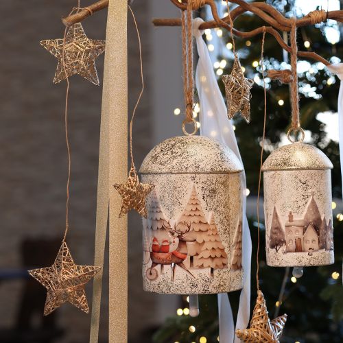 Decorative Stars 11cm Christmas Tree Ornaments Made of Natural Rattan, Set of 6 | Floristik24.co.uk