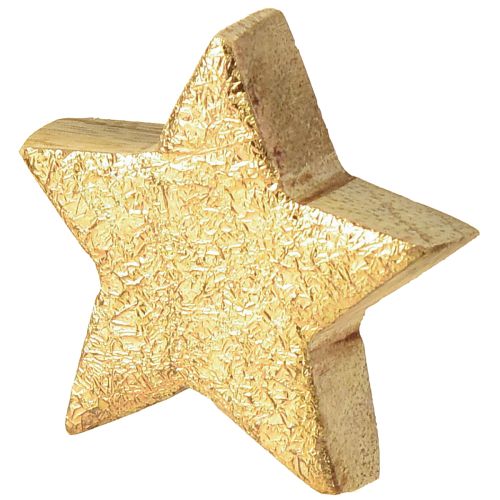 Product Decorative stars wooden stars gold natural mango wood Ø5cm 12 pcs