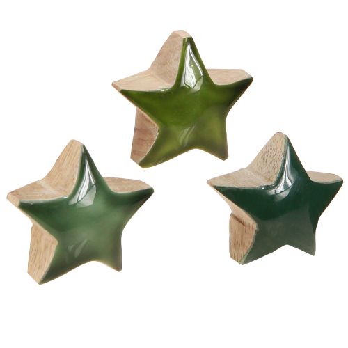 Decorative stars wooden stars green scatter decoration 3cm 9 pcs