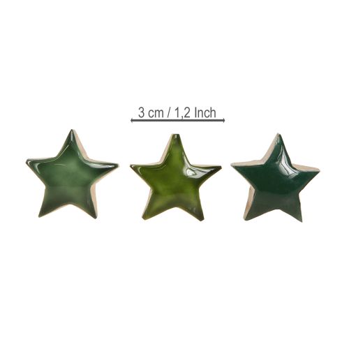 Product Decorative stars wooden stars green scatter decoration 3cm 9 pcs