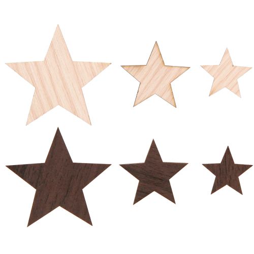 Floristik24 Decoration Stars Christmas Natural Brown Ø3.5–5.5cm 48 pcs