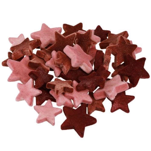 Product Decorative stars flocked scatter decoration Burgundy Brown Ø4/5cm 40 pcs