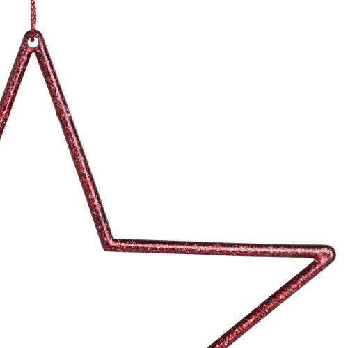 Product Decorative stars with glitter red stars for hanging 18cm 8 pcs
