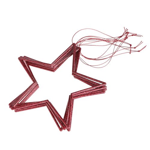 Product Decorative stars with glitter red stars for hanging 18cm 8 pcs