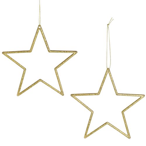 Product Decorative stars for hanging tree decoration gold Ø12cm 12 pcs