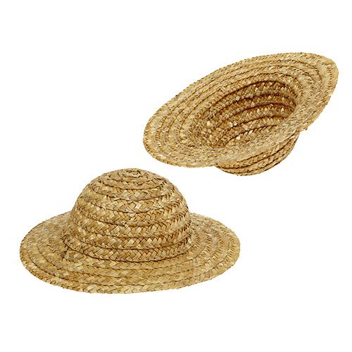 Floristik24 Decorative Straw Hat Ø16cm Natural 12pcs