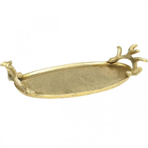 Floristik24 Deco tray gold deer antler vintage tray oval L35×W17cm