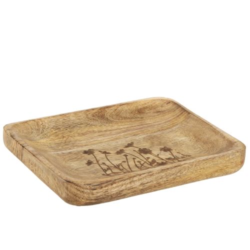 Floristik24 Decorative tray wood with floral pattern mango wood 20×15.5cm