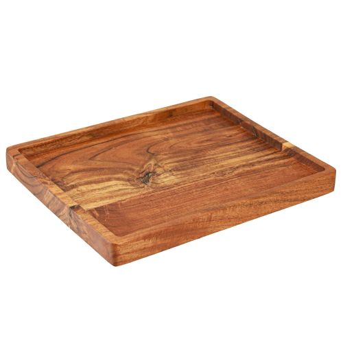 Decorative Tray Serving Tray Wood Acacia Oiled 30x25cm