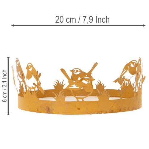 Decorative tray, table decoration with birds, spring decoration, rusted metal, Ø20cm H8.5cm | Floristik24.co.uk