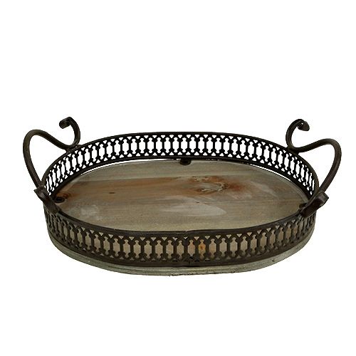 Floristik24 Decorative tray oval 23cm x 17.5cm x 7.5cm brown
