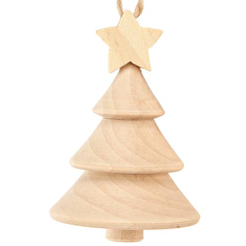 Decorative Christmas tree wooden Christmas tree decorations Ø5cm H7.5cm 6 pieces