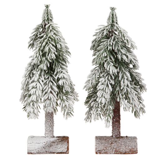 Product Decorative Christmas tree artificially snowed on base 30cm 2pcs